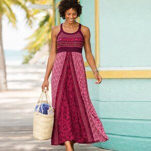 Athleta Women’s Rio Maxi Racerback Dress Small Raspberry Persia Pink Boho